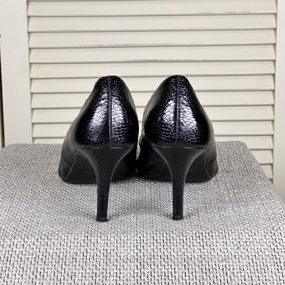 Chic FIONI Black Snakeskin Peep Toe Pumps Y2K‎ Platform Heels 9.5M - Picture 4 of 8